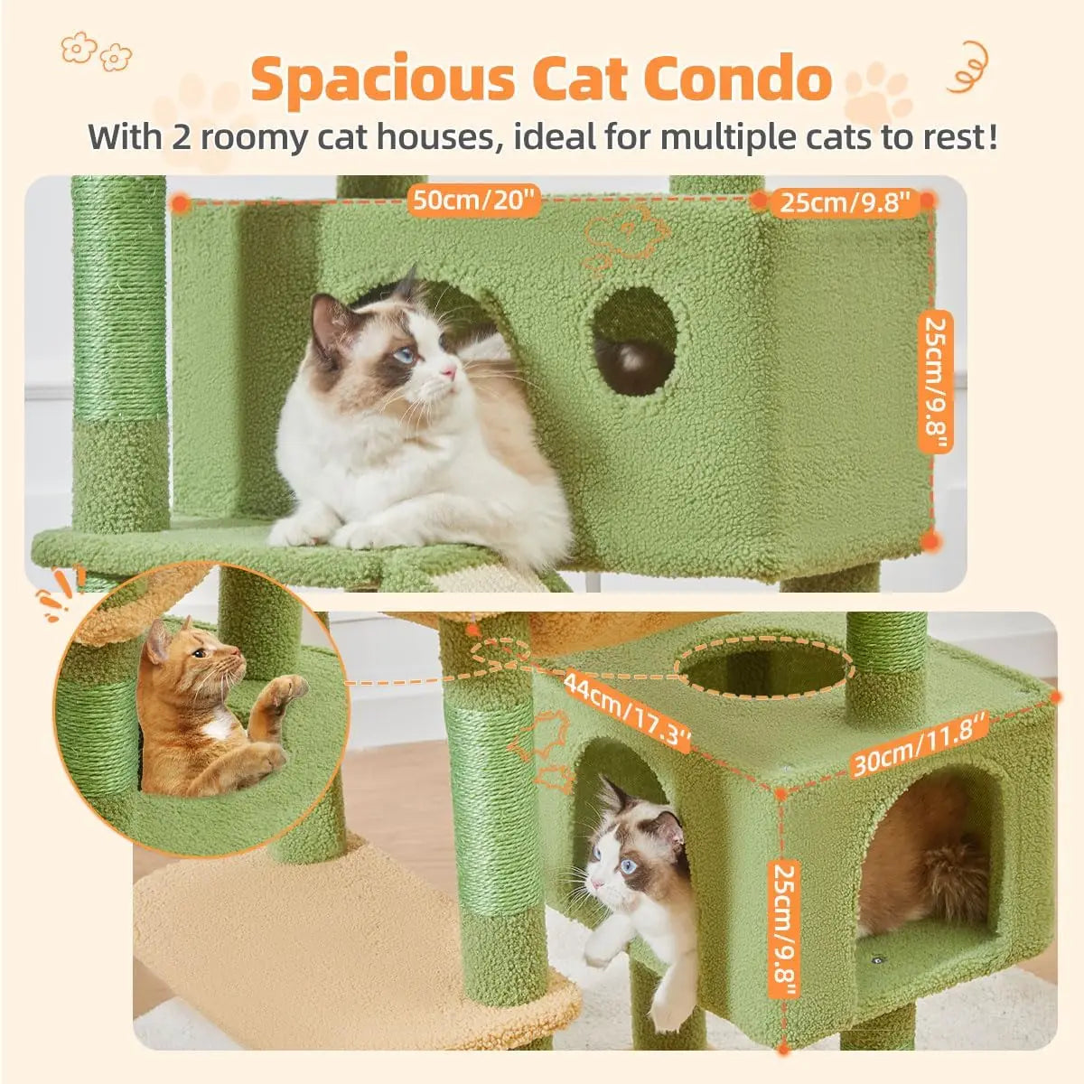 71in Multi-Level Cat Tree Tower with 8 Scratching Posts & Hammock