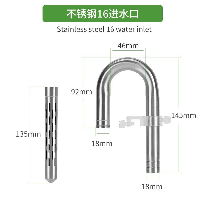 Stainless Steel Aquarium Filter Inlet & Outlet Tubes (Extendable, Anti-Fish Guard, Shrimp Safe)