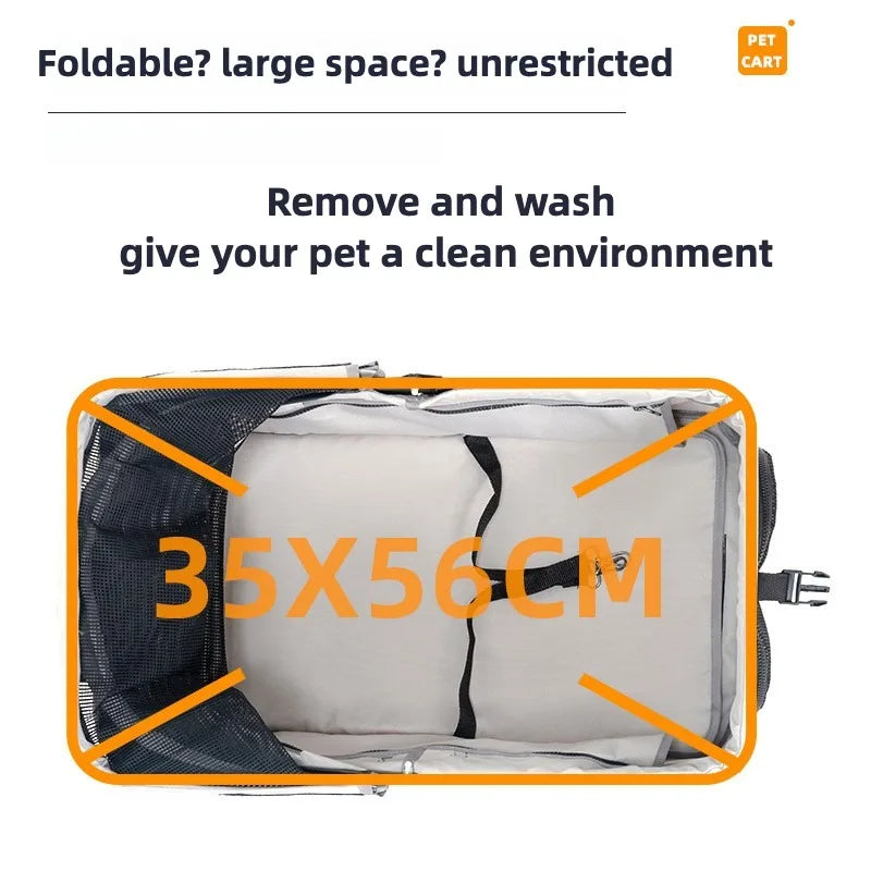 3-in-1 Folding Dog Stroller Pet Stroller 4 Wheel Foldable Pet Stroller with Detachable Carrier Storage for Small Dogs Cats
