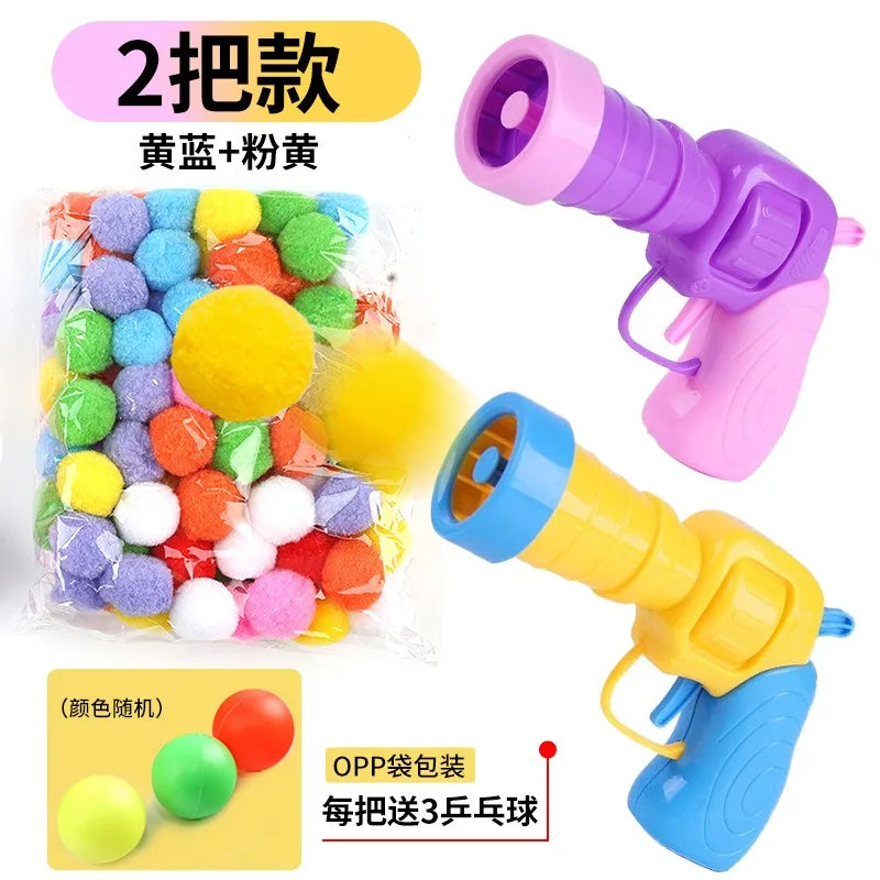 Cat Stick Hairball Gun Launcher — Indoor Self-Play Pom Pom Ball Launch Training Toy for Cats