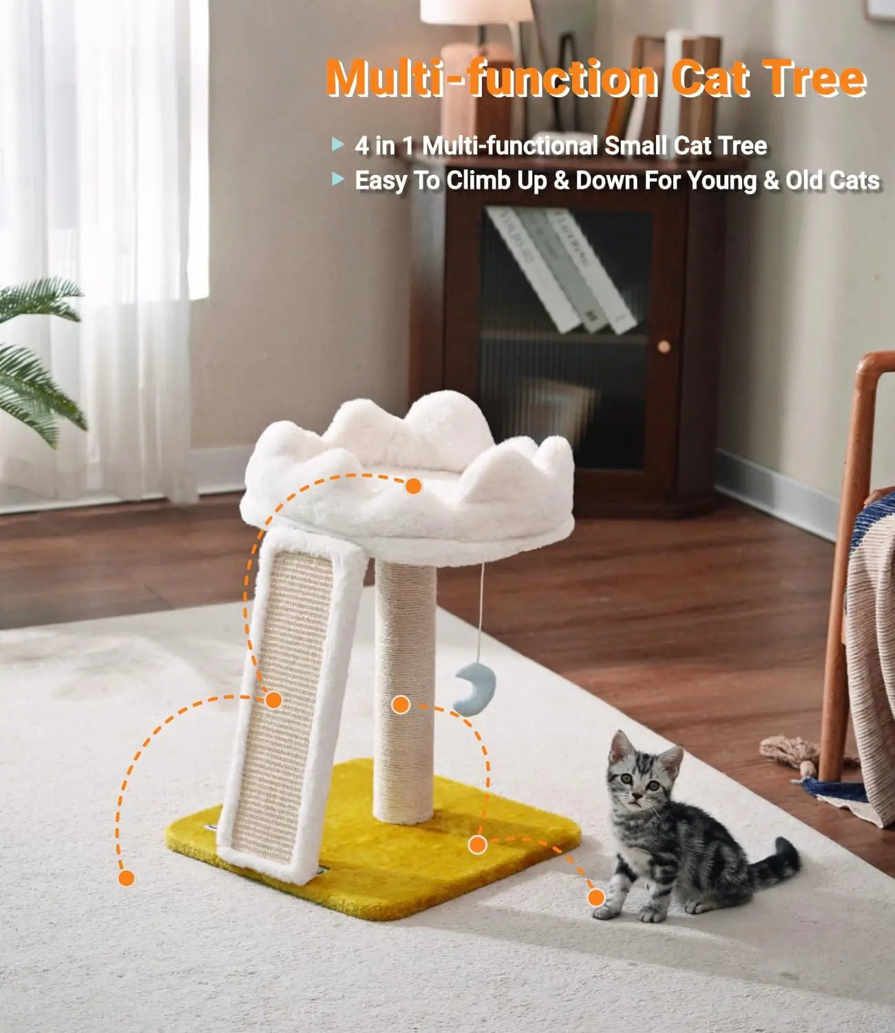 Cat Tree with Cloud Bed & Scratching Post (Bonus Catnip)