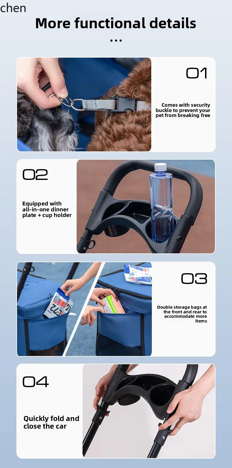 Hxl pet stroller - lightweight, foldable pet carrier for small pets