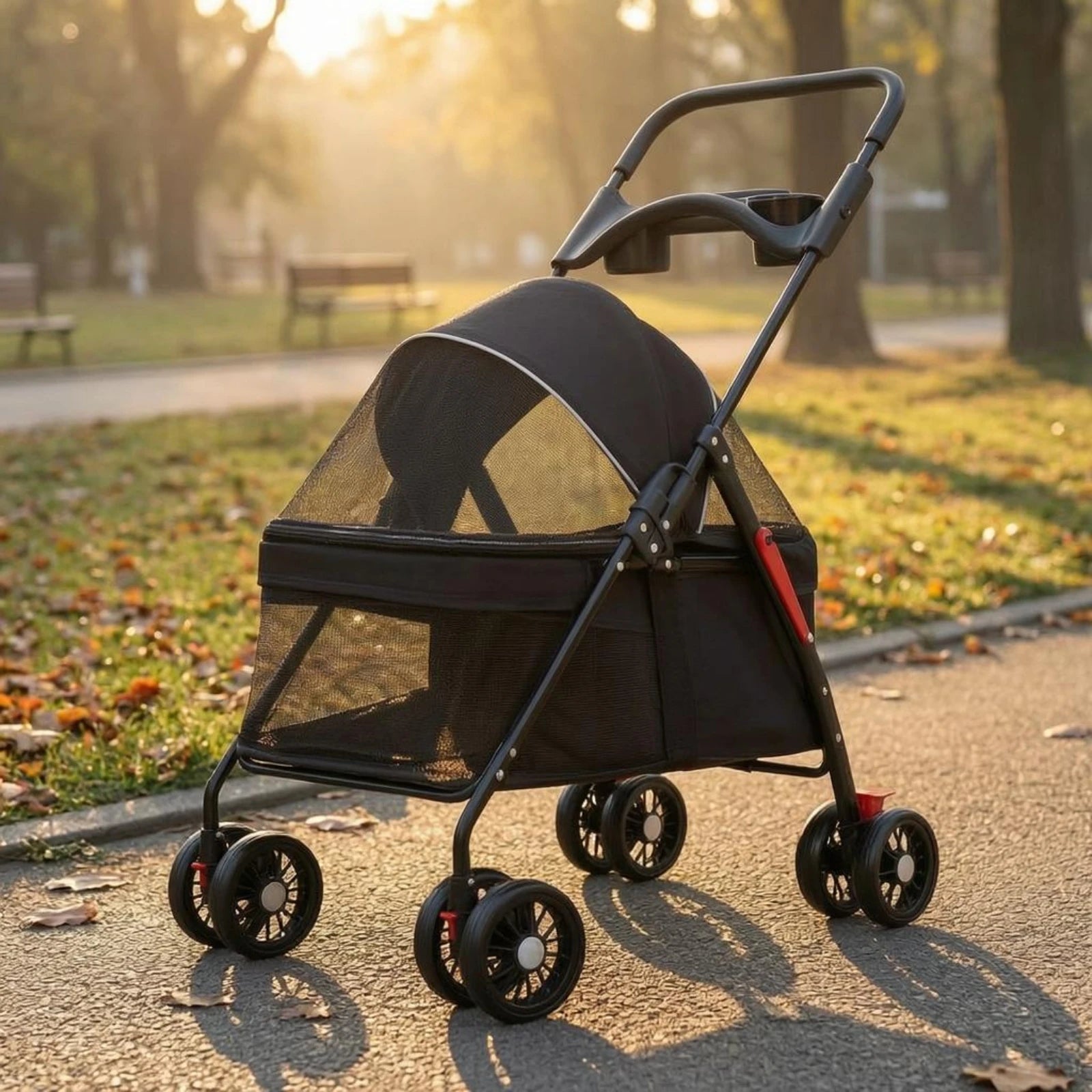 Foldable Pet Stroller Lightweight Feline and Dog Stroller Compact Ventilated for Cats, Outdoor Walking, Travel