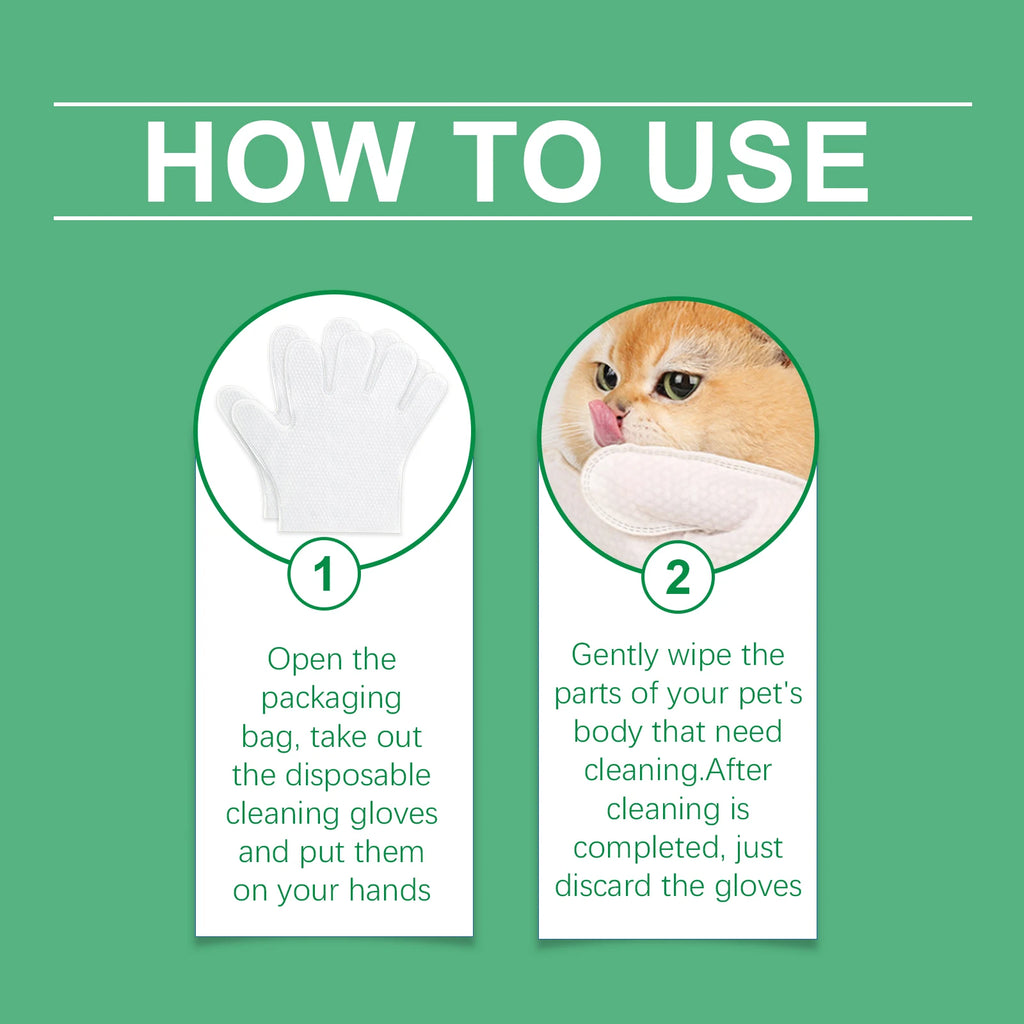 Disposable Pet Cleaning Gloves for Dogs and Cats with Coconut Oil and Glycerin Wipe Down Between Baths No Water Needed Drying