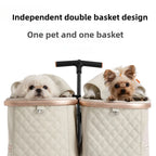 Cute Foldable Cat Stroller for 2 Cats 4 Wheels Outdoor Dual Cat Stroller Bag Detachable Dog Trolley Carrier Luxury Pet Products