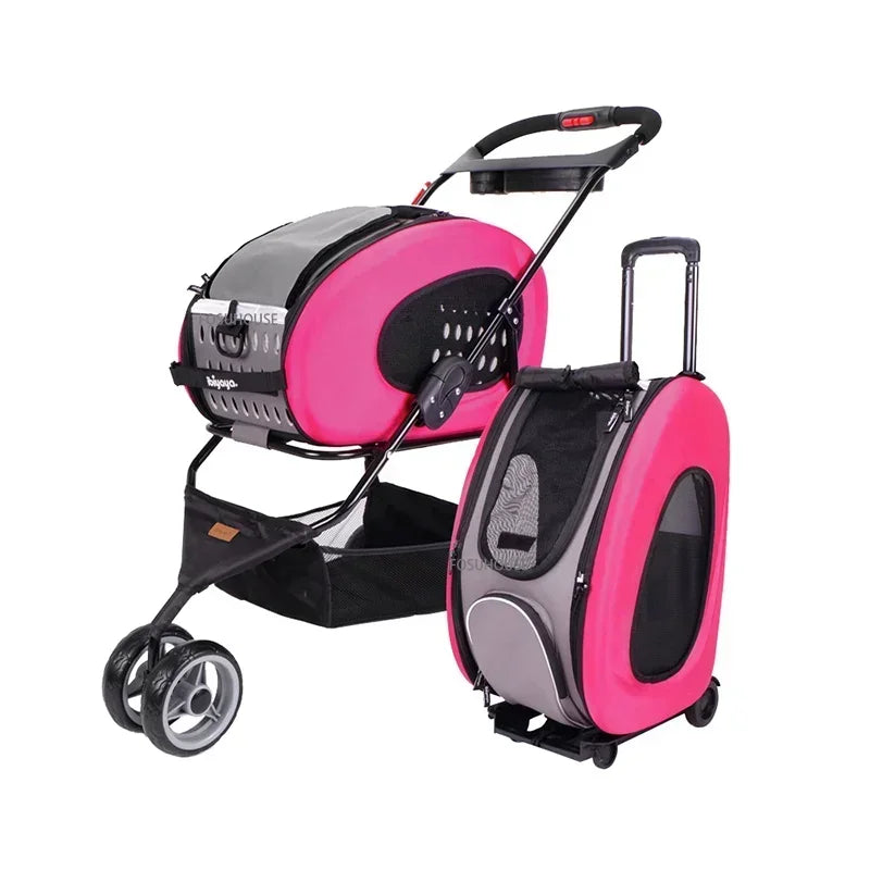 Pet Carrier Trolley Foldable Lightweight Large Capacity Portable Cat Dog Outdoor Shopping Travel Carrier