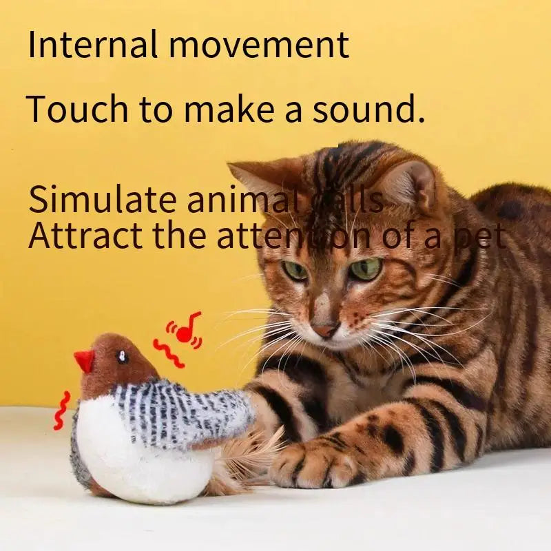 Flapping Wings Flying Bird Cat Toy — Vivid Chirping Simulation Sparrow Interactive Cat Toy