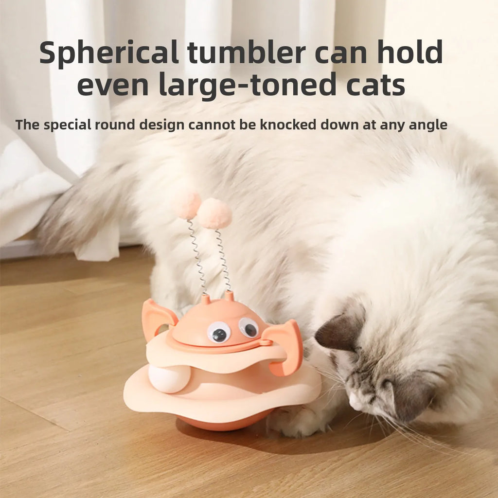 Little Bee Tumbler Turntable Cat Teaser Toy — Self-Righting Interactive Spinning Artifact