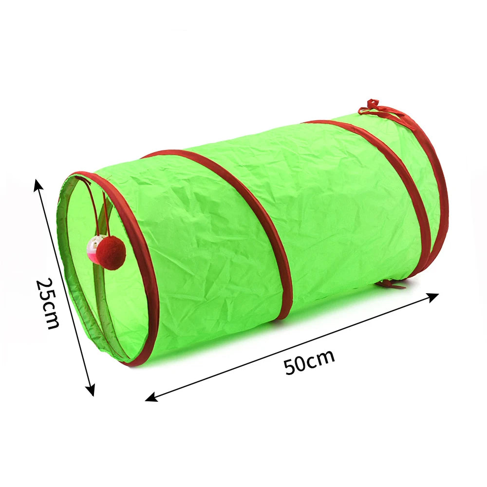Christmas Cat Tunnel Toy — Foldable Crinkle Play Tube for Interactive Training
