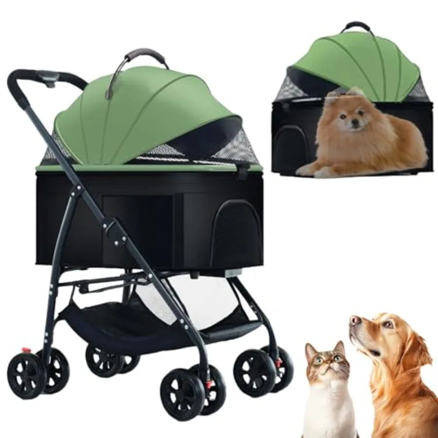 3 in 1 Dog Strollers 4 Wheels Folding Pet Stroller with Detachable Carrier Multifunction Portable Dogs Travel Carriers for Medi