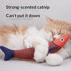 Realistic Catnip & Silvervine Plush Fish Kicker Toy — Interactive Wand & Chew-Resistant Cat Toy