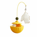 Long Rotating Feather Pole Cat Teaser with Bells & Catnip Treat Dispenser — Indoor Cat Exercise Toy