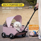 Foldable Dog Stroller 4 Wheel Pet Cart With Sun Cover For Travel Shopping Walking Playing For Small Dogs Cats Puppy Kittens