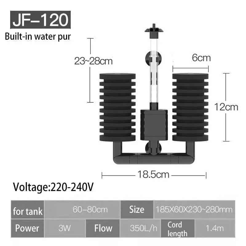 220V 50Hz Aquarium Filter Electric Power Filter Biochemical Sponge Silence Submersible Bio Media Balls Fish Tank Accessories