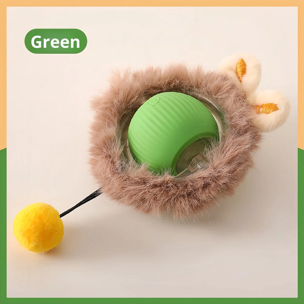 Auto Bouncing Ball Cat Toy with Rope — Type-C Rechargeable Motion-Activated 3-Mode Interactive Toy