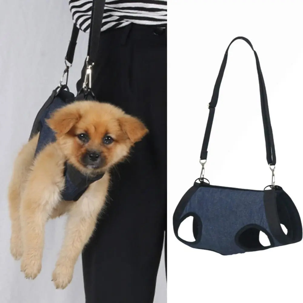 Durable Adjustable Straps Dog Sling Harness with Pockets Soft Carry Dog Shoulder Bag Breathable Puppy Sling Carrier Outdoor