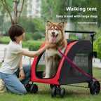 Medium Large Dog & Cat Multi-functional 4-Wheel Fabric Pet Stroller Outdoor Travel Walking Car Portable Foldable