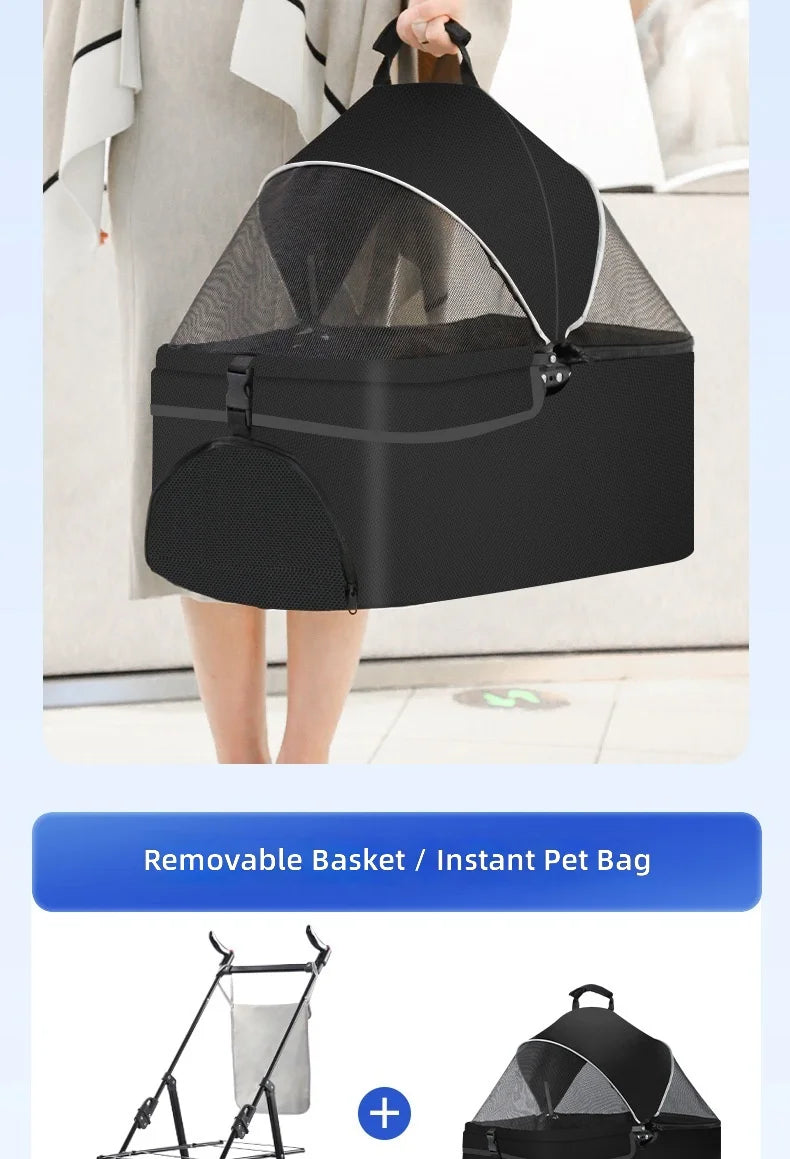 Pet Stroller for Dogs and Cats, Portable Foldable Travel Carrier for Small to Medium Pets, Outdoor Walking Jogging Cart