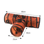 Halloween S/T Shape Collapsible Cat Tunnel Tube — Indoor & Outdoor Kitty Training Play Toy