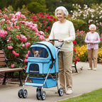 BestOffice Pet Stroller for Small Medium Dogs Cats, 4-Wheel Foldable Dog Stroller with Cup Holder, Lightweight Travel Carrier,