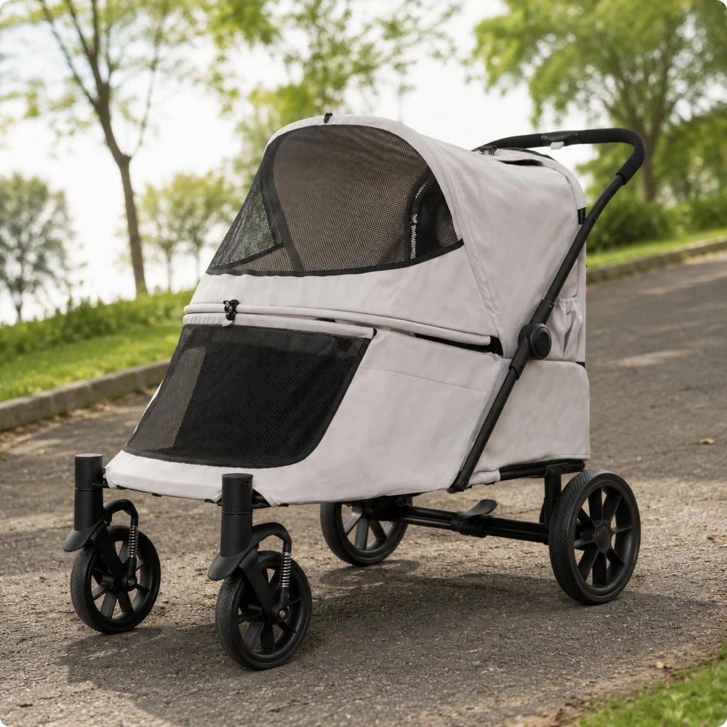 Folding Dog Stroller Single-Press Fold Soft-Sided Pet Stroller Ventilated