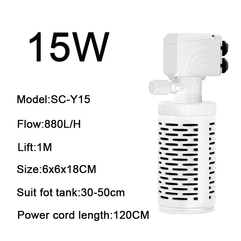3-in-1 Silent Submersible Aquarium Filter Pump (220V, Aerator, Wave Maker, Water Changer)