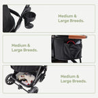 3-in-1 Pet Stroller for Medium Dogs & Cats, Detachable Aluminum Frame Carrier, All-Terrain 4-Wheel Dog Travel Carriage, Shock Ab