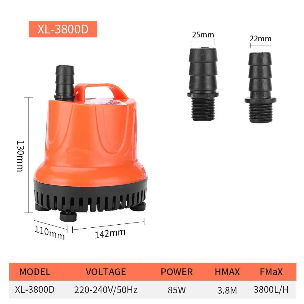 Submersible Aquarium Pump (30–110W, Bottom Suction, Multi-Function)