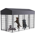 Heavy-Duty Outdoor Dog Kennel with Roof & Weatherproof Cover