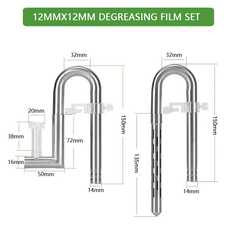 Stainless Steel Aquarium Filter Lily Pipe & Oil Film Skimmer (WYIN Style, Inflow/Outflow)