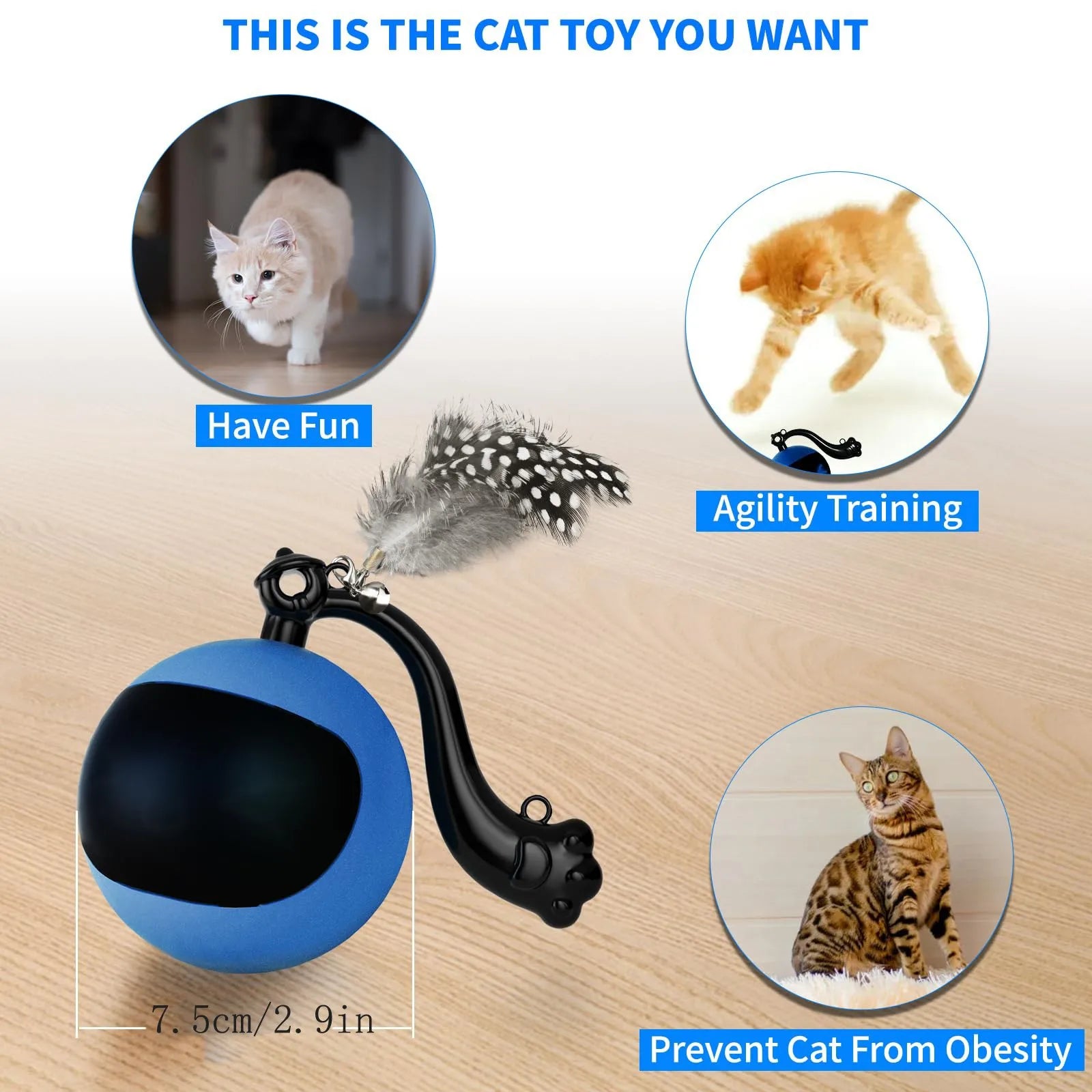 Rechargeable Automatic Electric Cat Ball Toy — Intelligent Self-Rolling Boredom Buster