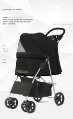 Pet Stroller for Small Dogs and Cats, Easy Foldable Travel Carrier, Portable Pet Carriage for Outdoor Walking