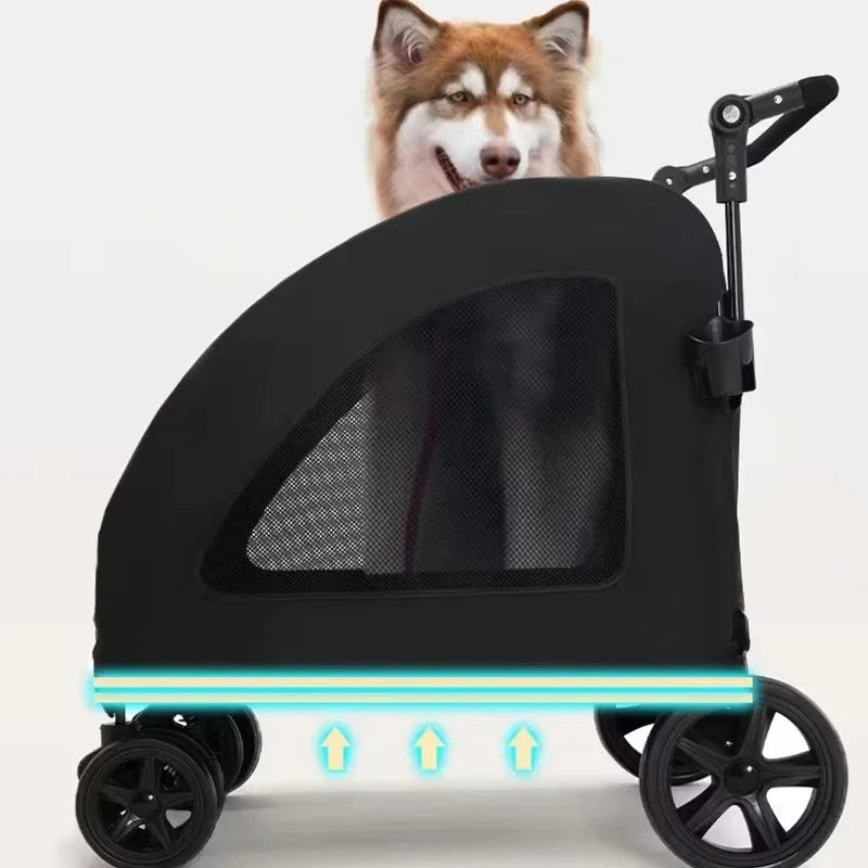 Luxury Foldable Pet Stroller for Dogs And Cats with Sunroof Breathable Mesh Large Jogger Cart Aluminum Plastic