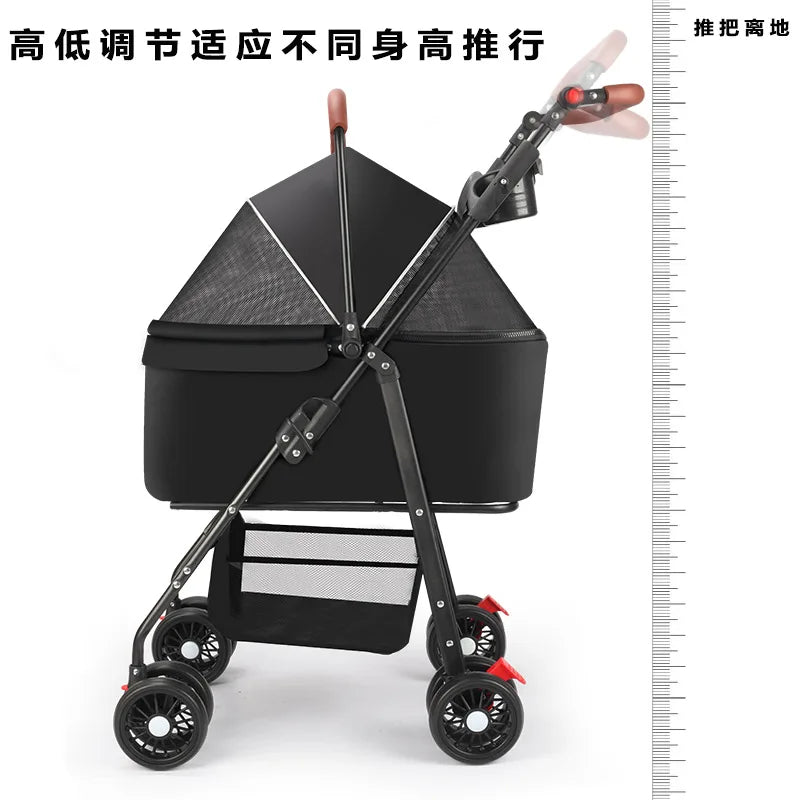 Upgraded Pet Stroller for Cats Dogs Compact Lightweight Foldable Teddy Bear for Outdoor Activities Detachable for Dog Walking