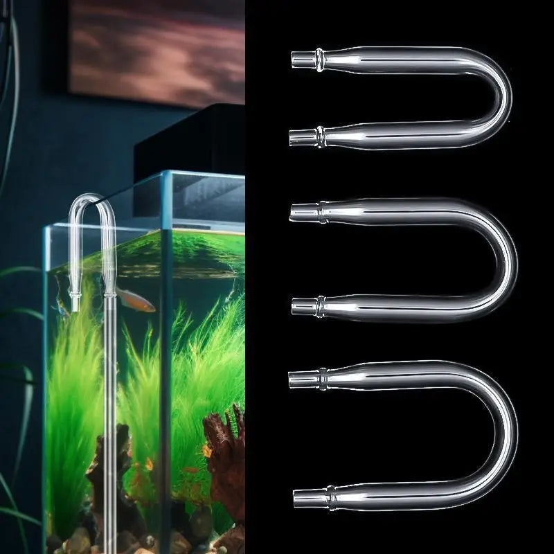 Aquarium U-Shaped Glass CO2 Tube Connector (Air Pipe Check Valve, CO2 Diffuser Accessory)
