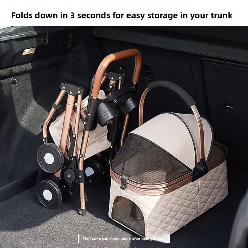 Pet stroller stroller outing, small pet stroller lightweight and foldable for outdoor travel