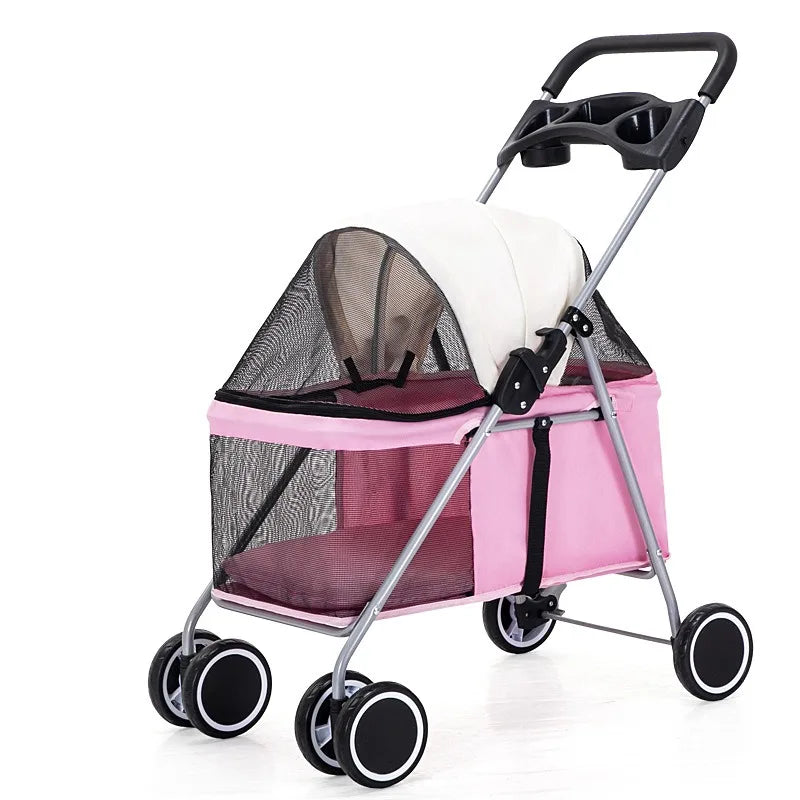 Portable Foldable Outdoor Pet Stroller Lightweight Small Dogs Cats Rabbits Pet Stroller Pet Stoller Stroller for Dog Dog Trolley