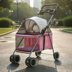 Foldable Pet Stroller twinWheel Pet Carrier for Outdoor Transport