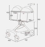 Khaki Color Detachable Double Stroller That Can Be Folded for Two Dogs and Cats To Go Out and Play. High Quality Double Stroller