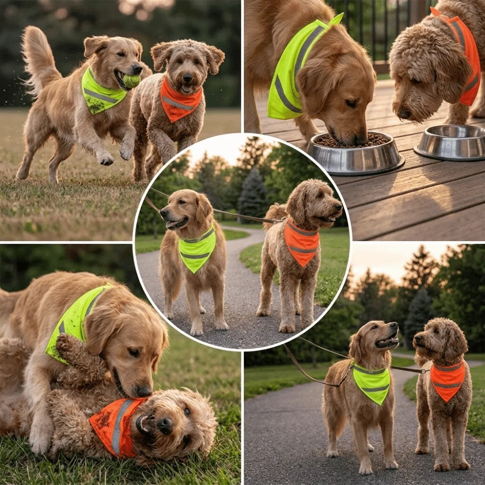 Soft Reflective Dog Bandana (Luminous, Adjustable, Daily Wear)