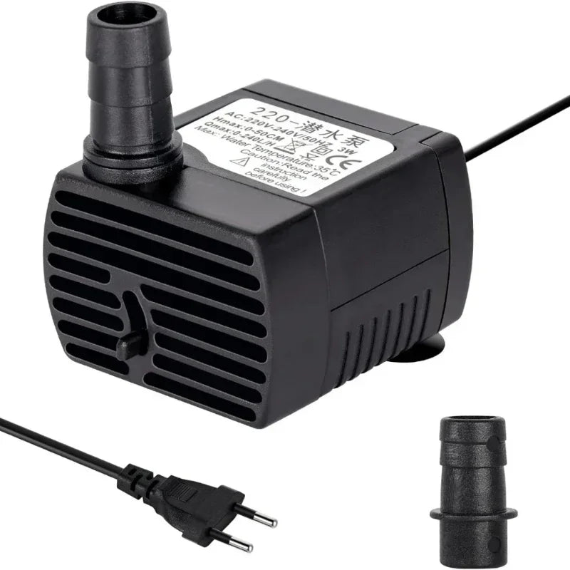 Submersible Aquarium Water Pump (3–25W, EU 220V & US 110V, Multi-Size Fountain Pump)