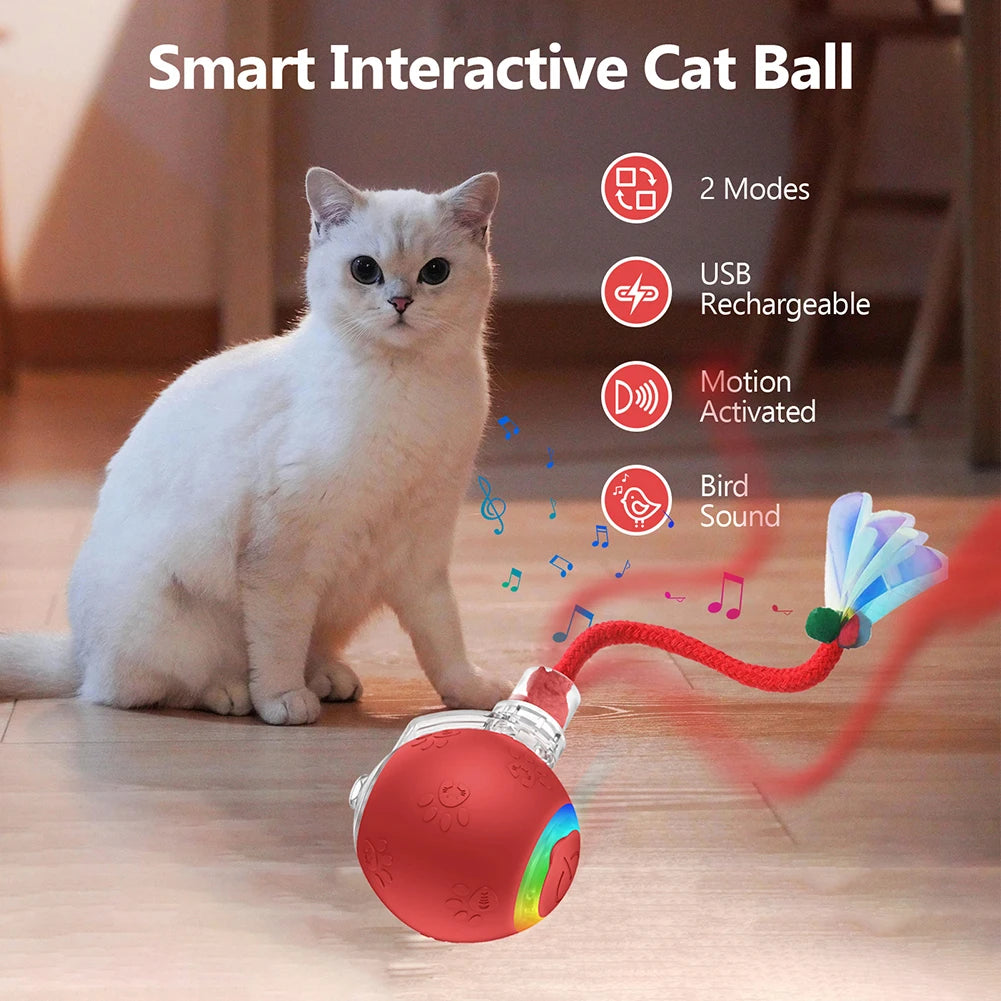 Motion-Activated Self-Rotating Cat Ball Toy — Fast Rolling Anti-Depression Interactive Ball for Indoor Cats