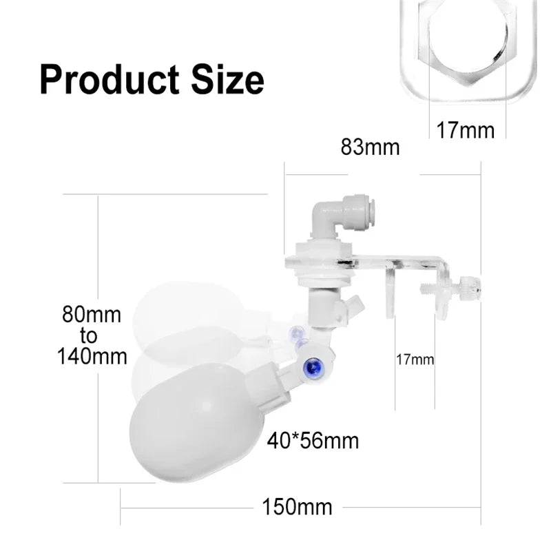 Auto Aquarium Water Changer Kit Power Free Fish Tank Float Ball Valve Type Auto Water Filler Water Level Controller 1/4 Inch