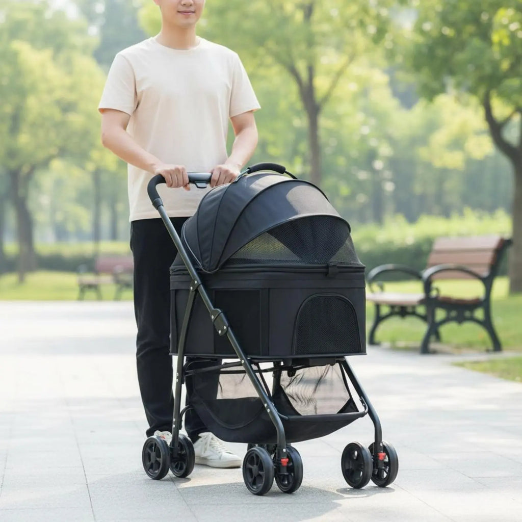 Foldable Pet Pet Transport Full Rotation Wheels Detachable Pet Carrier Pet Transport Lightweight Dog Cat Animal Carriage Storage