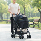 Foldable Pet Pet Transport Full Rotation Wheels Detachable Pet Carrier Pet Transport Lightweight Dog Cat Animal Carriage Storage