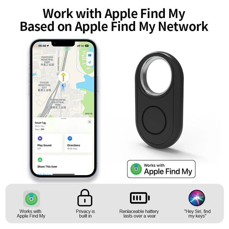 Apple Find My Compatible Collar Attachment Smart Tracker Tag - Bluetooth Real-Time Sound Positioning for Pets