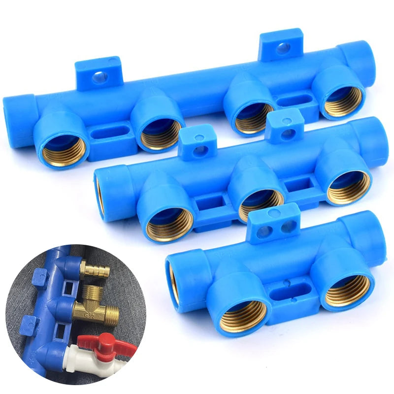 Water Pipe Splitter Distributor (4/5/6-Way, 1/2" Female Thread, Drain Switch for Tank & Sprinkler)