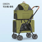 Breathable Large Capacity Double Layer Cat Dog Transporter Luxury Pet Cat Stroller Newborn Pet Stroller Outdoor Travel Vehicle
