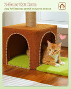 35in Cat Tree with Sisal Posts, Hammock & Flower Bed (Brown)
