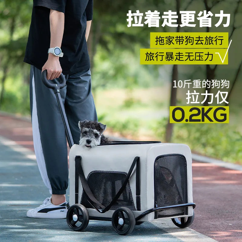 Portable Foldable Pet Hand Cart Lightweight Small Animal Stroller Teddy Dog Cat Outdoor Walking Travel Puppy Pushchair